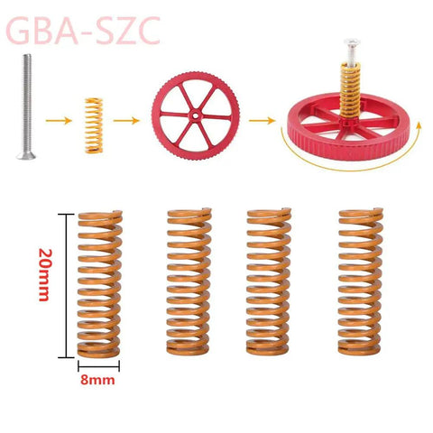 Upgraded Ender 3 Springs Kit With Hand Twist Leveling Nuts Hot Bed Die Springs Silicone Leveling Columns And Solid Bed Mounts
