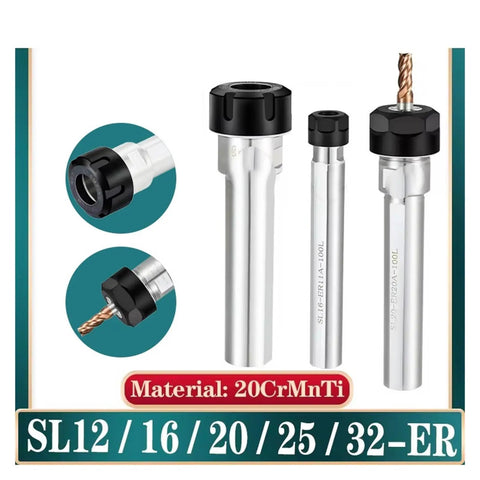 Heavy Duty ER Extension Rod For SL25 And ER25 Tool Holders in 20CrMnTi steel, designed for stable CNC milling and lathe operations.