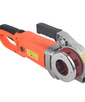 Portable Electric Pipe Threader Kit With Six Top Tier Dies Handheld Threading Machine Rips Through Iron And Galvanized Pipes With Zero Sweat Us Plug, close-up of orange threaded unit.