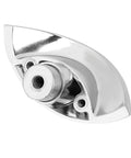 Half Moon Push Button Cabinet Latch Lock For RVs Caravans And Boats, 14-16mm crescent lock, polished view.