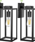 16 Inch Outdoor Wall Lantern Dusk To Dawn Sconce Waterproof Exterior Lighting Anti Rust Matte Black Porch Lamp Pack Of 2.