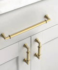 10 Pack 7.5 Inch Champagne Bronze Cabinet Handles For Kitchen Cabinets And Drawers, Heavy Duty Metal Pulls, Rust Resistant Hardware, 192mm Long, Simple Install Cupboard Drawer Pulls installed on white cabinets