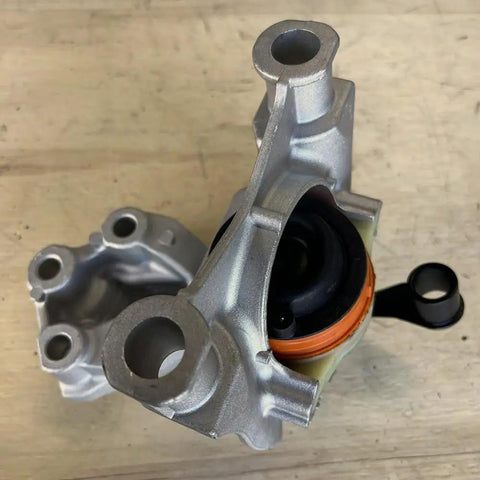 Genuine Quality Hydraulic Right Engine Mount Direct Bolt On Design for Fast Installation with a silver and black finish.