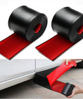 Premium Solid Rubber Car Skirt Guard Strip For Tesla Cybertruck Crush Proof Curb Armor Heavy Duty roll and application example.