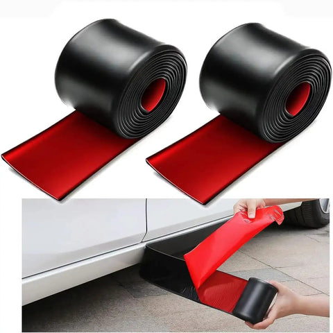 Premium Solid Rubber Car Skirt Guard Strip For Tesla Cybertruck Crush Proof Curb Armor Heavy Duty roll and application example.
