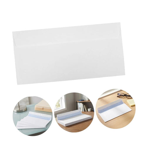 100 Pack White Self Seal Envelopes With Release Paper For Privacy Protection, Bulk Office Must Haves, Easy Peel and Seal, Durable Matte Finish