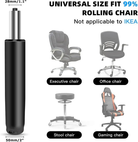 Two Point Five Inch Office Chair Gas Lift Cylinder Replacement Part Universal Size Fits Most Chairs Like A Pro displayed with chairs
