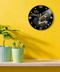 Barista Coffee Wall Clock 12 Inch Acrylic Print Battery Operated Silent Quartz Timepiece For Cafe Shop Decor Gift