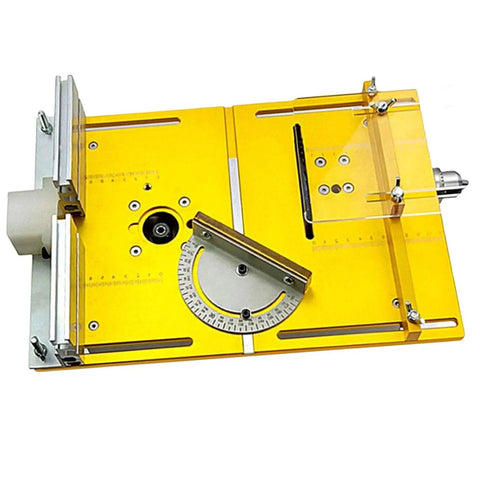 Pro Grade Router Table Insert Plate Workbench Upgrade Kit For Table Saw Wood Router Milling Base with adjustable angles and aluminum frame.