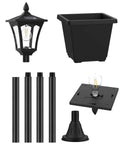 Solar Post Light With Planter 64 Inch Outdoor Garden Lamp parts including planter box and base components