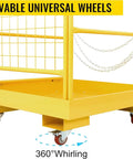 Hardcore Aerial Work Platform Forklift Safety Cage Built Like A Rock Heavy Duty Steel Basket With 1200 Lbs Capacity and movable universal wheels.