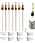 Wine Bottle Torch Kit 8 Pack With Long Life Fiberglass Wicks Brass Wick Holders And Lamp Covers For Outdoor Garden Lighting