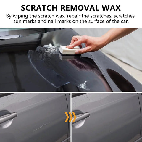 Vehicle Scratch Remover Kit 2025 Upgrade With Wipe Sponge And Polishing Wax applied on car surface for fast repair