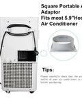 Five Point Nine Inch Portable Air Conditioner Exhaust Hose Coupler Window Adapter AC Connector Easy Fit For Portable AC Hose Quick Setup Durable ABS Exhaust Port Connector For Square Port