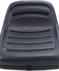 LMS2002 Black Mower Seat Low Back Universal Fit For Lawn Tractors And Riding Mowers Comfortable And Durable With Easy Install For Tough Turf And All Weather Use With Padded Cushion And Shock Absorption For A Smooth Ride On Any Mower. black low-back mower seat, front view