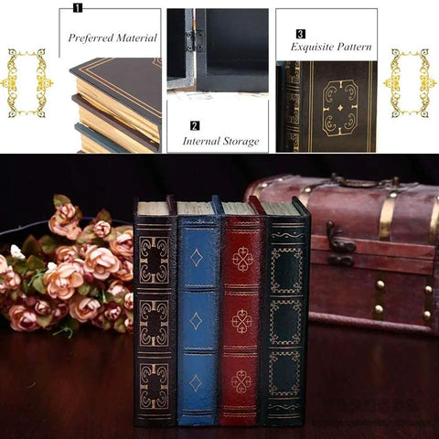 European Style Hollowed Out Decorative Fake Book Safe with Hidden Compartment, floral decor and vintage pattern