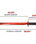 Twin Ninja Sword Set With Black Nylon Wrapped Handles, 28 Inch Overall Length, 18.25 Inch Stainless Steel Blades, Red HK6183 Series