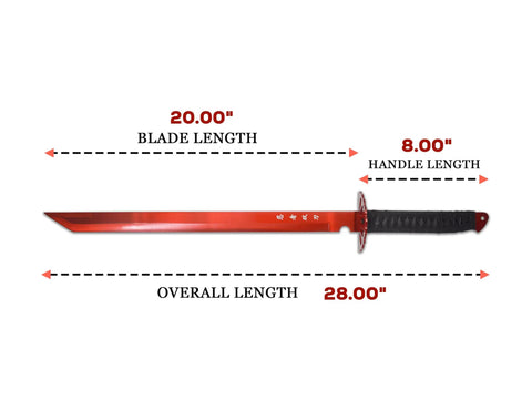 Twin Ninja Sword Set With Black Nylon Wrapped Handles, 28 Inch Overall Length, 18.25 Inch Stainless Steel Blades, Red HK6183 Series
