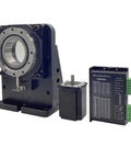 Four Axis Cnc Electric Hollow Rotary Table With Slick Angle Dial And Dead On Accuracy For Heavy Duty Milling Cutting And Visual Inspection 400W Pulse Servo Kit 18 To 1 Gear Ratio with stepper motor and driver.