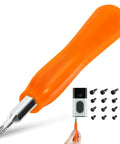 Doorbell Screwdriver Replacement With WiFi Password Reset And Battery Swap Easy To Use Handle In Bright Orange For All Doorbell Models Handy Tool For Quick Home Tech Fixes And Setups shown with attachments