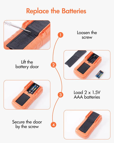 Step-by-step battery replacement for Digital Multimeter 6000 Counts With DC And AC Voltage And Current Resistance Capacitance.