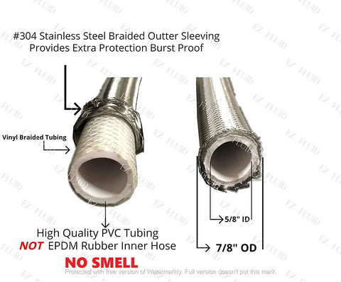 Close-up of inner layers of 12 Inch Braided Stainless Steel Water Heater Connector Hose 3/4 Inch FIP X 3/4 Inch FIP Female.