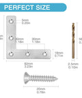 Diagram showing dimensions of 8 Pack L Shaped Corner Brackets Stainless Steel 3.23 X 3.23 Inch 90 Degree Right Angle Mending Plates With 40 Screws.