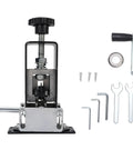 Jiawu Electric And Manual Wire Stripper Machine lightweight alloy steel tool with hand crank, screws and wrenches for home improvement.