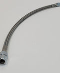 Chrome braided oil line with chrome fittings for Harley Evo rocker box oil pressure gauge kit (side view)