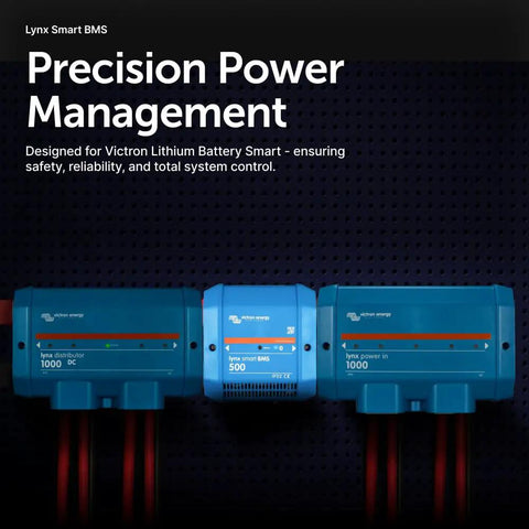 Premium 500A Battery Management System With Bluetooth App Control And Built In Contactor For Rv And Campervan Lithium Banks That Handles Heavy Loads Like A Champ in blue.