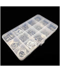 Retaining Rings Set 1/2 5/10 50 100 Pieces Assortment Kit 6 to 200 Millimeters 304 Stainless Steel External C Type in plastic box