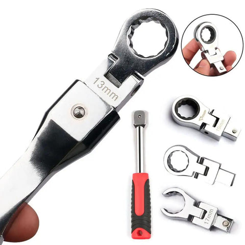 Flex Head Ratchet Wrench Set 20 Piece With 72-Tooth Ratchet And 180 Degree Flex Head Includes 8mm To 19mm Wrenches
