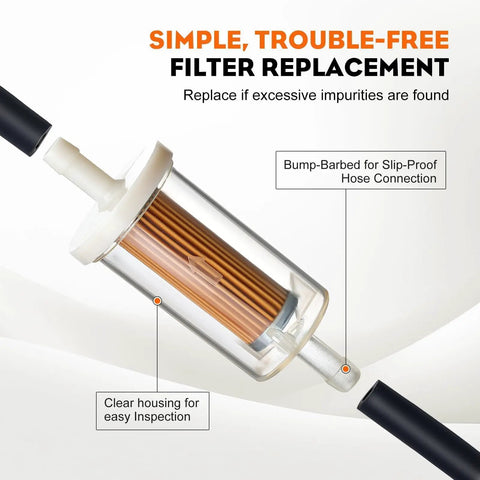 Inline Gas Fuel Filter For Briggs Stratton John Deere Craftsman Troy Bilt MTD Lawn Mowers And Tractors One Quarter Inch Replacement Filter
