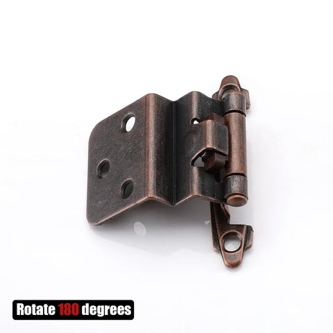 Three Eighths Inch Inset Cabinet Door Hinges Oil Rubbed Bronze, single hinge displayed with 53mm outside screw holes, detailed view.