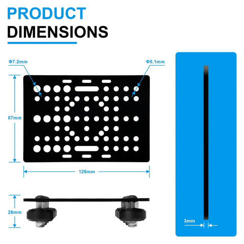 No Sweat 2080 V Slot Gantry Plate Kit 2 Pack Ready To Roll Build Featuring Slick Pom Pulley Wheels Integrated With Industrial Grade Precision Steel Bearings dimensions and measurements on a black plate.