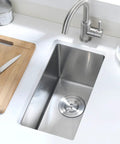Undermount Bar Sink For Wet Bar 10 By 18 Inch Stainless Steel 16 Gauge T304 Single Bowl Kitchen Sink Basin Built Tough Bar Sink With Noise Reduction Scratch Resistant Finish Easy Clean visible in countertop installation with faucet and accessories