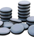 Self Adhesive Furniture Sliders For Hardwood Floors 100 Pack Heavy Duty Chair Leg Protectors, gray circular pads stacked together.