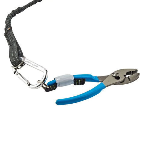 Squids 3180 Tool Tethering Kit For 2lb Tools ANSI ISEA 121-2018 Compliant, pliers attached to nylon lanyard with carabiner