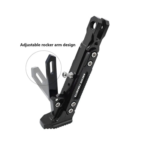 Adjustable Motorcycle Kickstand With Non Slip Foot Pad Side Parking Stand for Electric Motorcycles CNC aluminum black