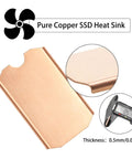 Pure Copper M.2 2242 SSD Heatsink Cooling Kit for NVMe Drive showcases 0.5mm slim copper plate with measurements.