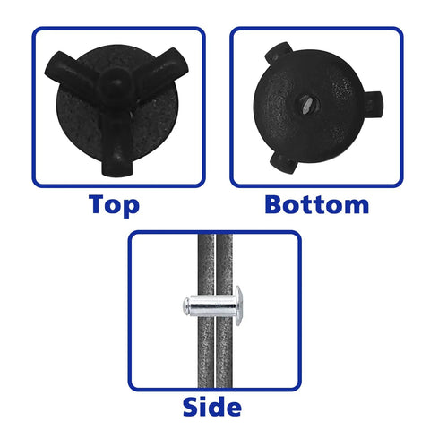 Top Shelf Heavy Duty Tri Fold Exploding Aluminum Pop Blind Rivets With Large Head Built Like A Tank For Auto Marine And Furniture Assembly 50 Piece Black Set 3 16 Inch view of top, bottom, and side of rivet