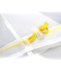 Close-up of yellow drawstring on All Mesh 5 Gallon Plant Filter Bags Set Reusable Bubble Filtration Bags for hydroponics.