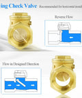 Two And A Half Inch Brass Swing Check Valve Inline One Way Non Return Valve For Pipe System With Tight Seal, front view