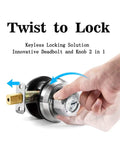 Twist To Lock Deadbolt No Keys Needed With Anti Mislock Button Front Door Lock Single Cylinder Stainless Steel Casing