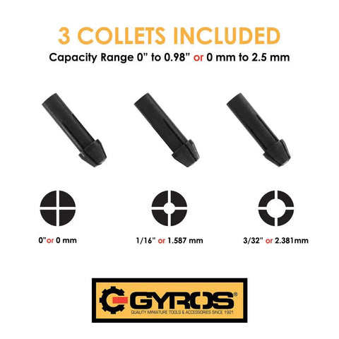 Keyless Micro Drill Chuck Adapter With 1/8 Inch Straight Shank, 3 Collets, Tiny Drill Bit Chuck for various collet sizes