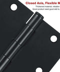 Close-up of Rounded Matte Black Door Hinges Set Three And A Half Inch Five Eighths Inch Radius, showing hinge axis details