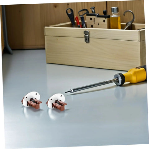 Drawer Glide Kit With Plastic Rollers For Bottom Mount Slides on workbench with screwdriver and toolbox in background