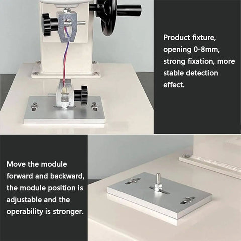 Manual Force Gauge Stand With Digital Force Gauge 300mm Stroke 1000N Capacity Tension And Compression Testing USB Data Output LCD Backlit Display Stores Up To 999 Peak Readings Great For Lab Or Workshop Use, 0-8mm clamp