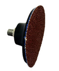 Pro Grade Heavy Duty 2 Inch Quick Change Backing Pad Kit for 2438-20 Polisher with mounted sanding disc side view