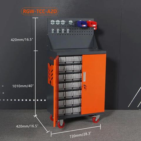 Heavy Duty Rolling Shop Workhorse Tool Cabinet With Pegboard Back Panel And Partitioned Drawers For Wrenches Bolts And Mechanics Gear